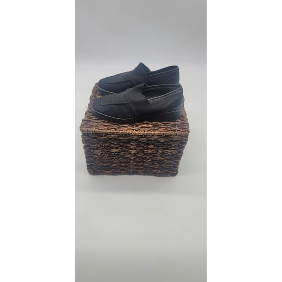 Donald Pliner women's SZ 6.5 Made in Italy Leather and Fabric Slip on Loafers - Picture 1 of 7